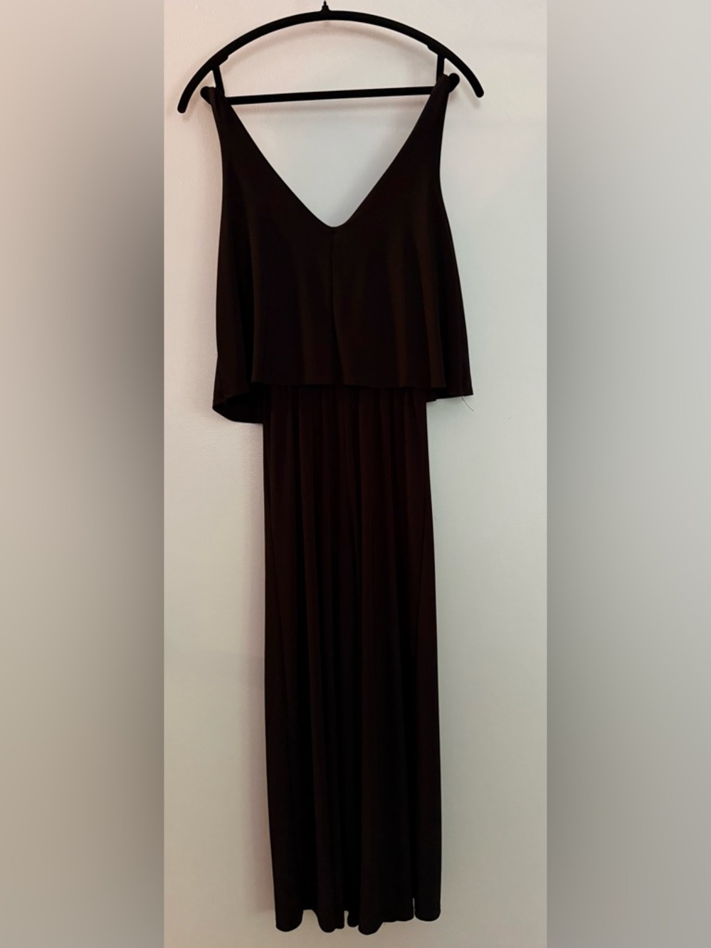 Tahari Black Classy Jumpsuit with V-Neck Overlay